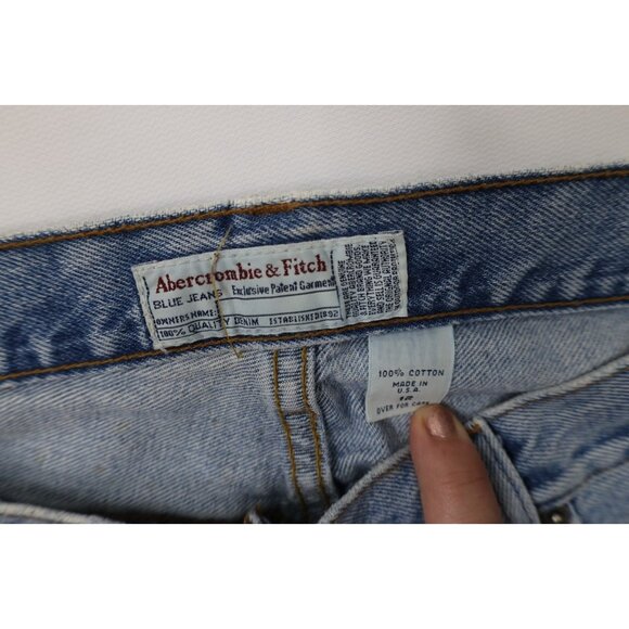 Vtg 90s Y2K Abercrombie & Fitch Womens 12 Babydoll Boy Flare Wide Leg Jeans USA - Picture 9 of 15
